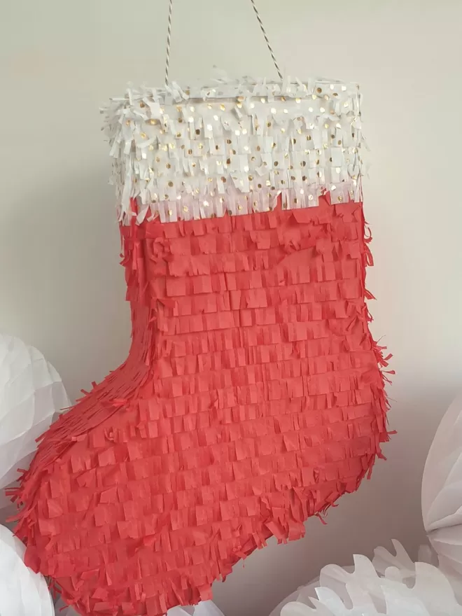 Red Hanging Stocking Pinata