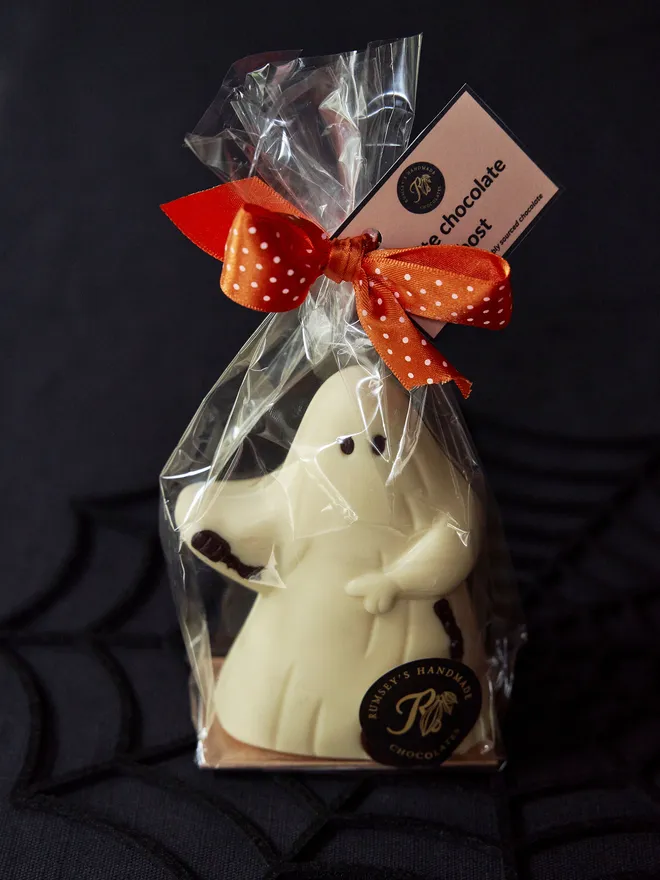 Halloween chocolate ghost in packaging