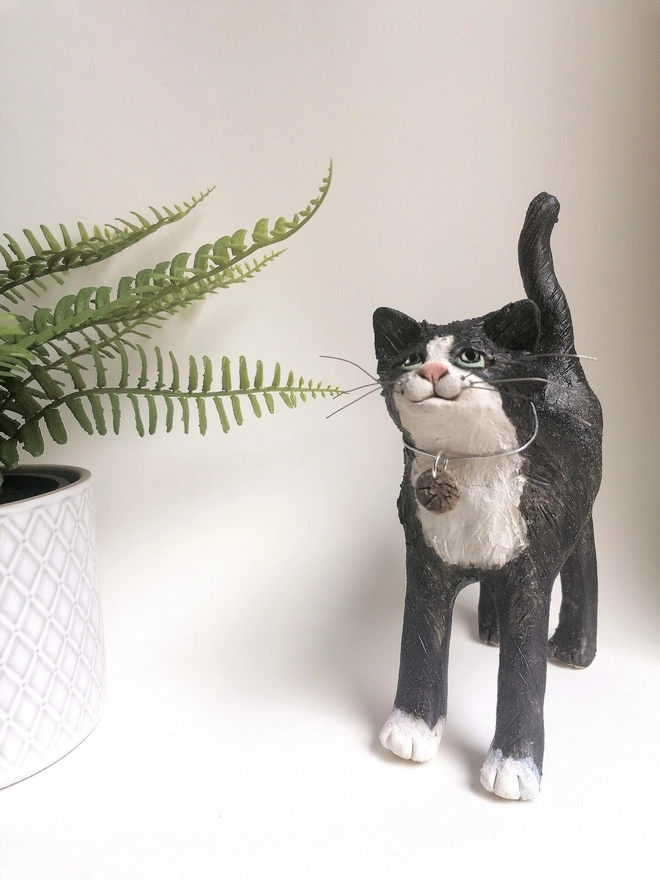 Personalised Ceramic Standing Cat Sculpture