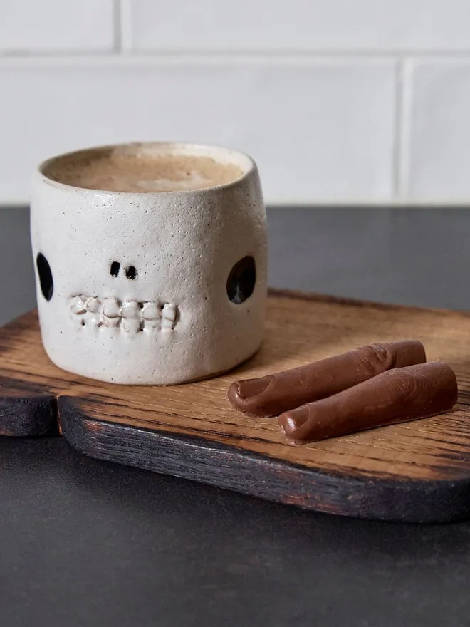 stoneware Cup in the Shape of a Skull