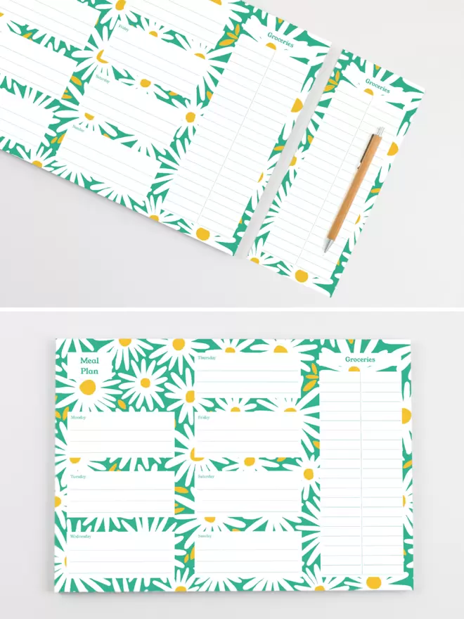 A4 Meal Planner in cute Daisy Design