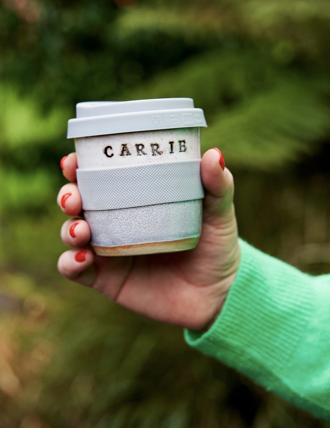 Personalised ceramic travel mug
