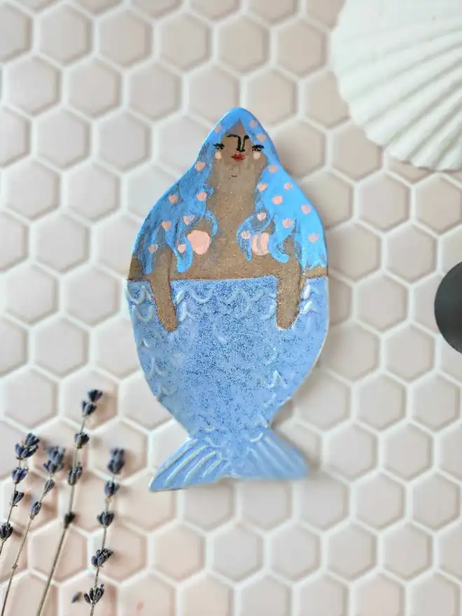 Birdie Mermaid Ceramic Soap Dish Trinket Dish