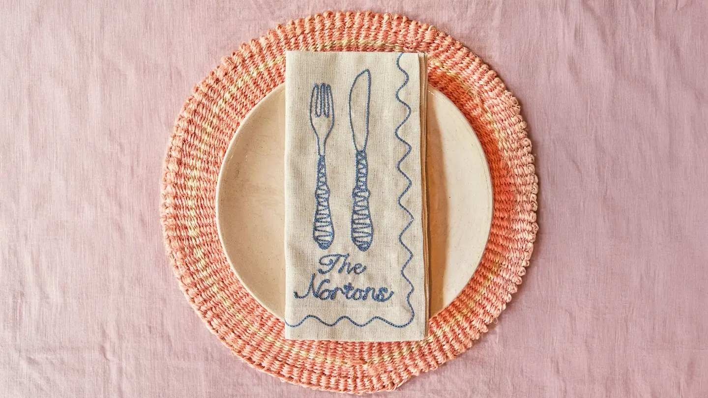 Personalised family name embroidered napkin