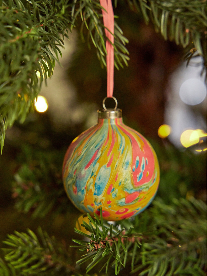 Hand marbled bauble