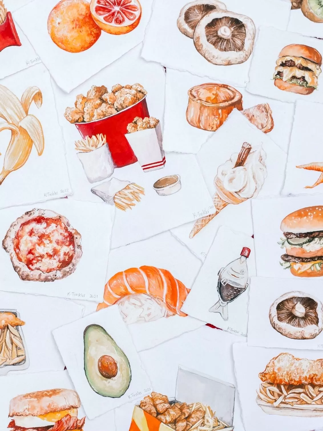 Katie Tinkler collection of food illustrations.