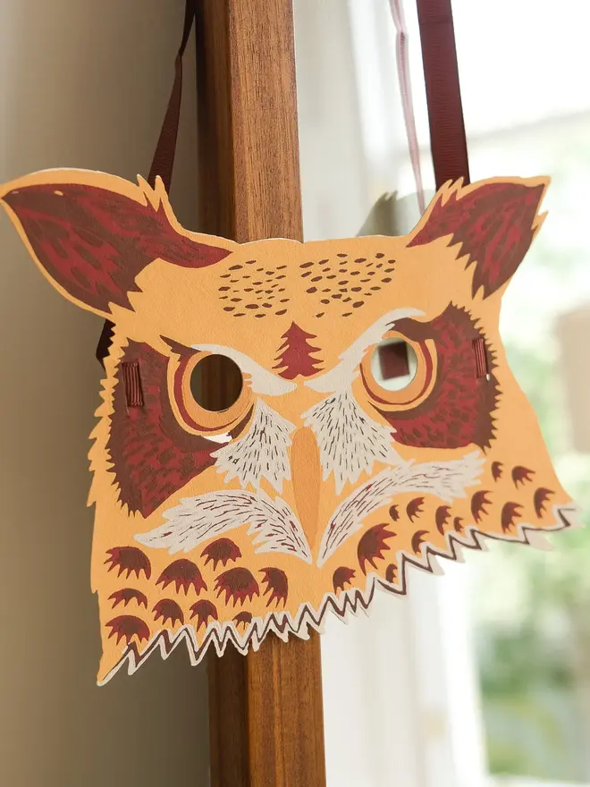 screen print owl animal fancy dress mask