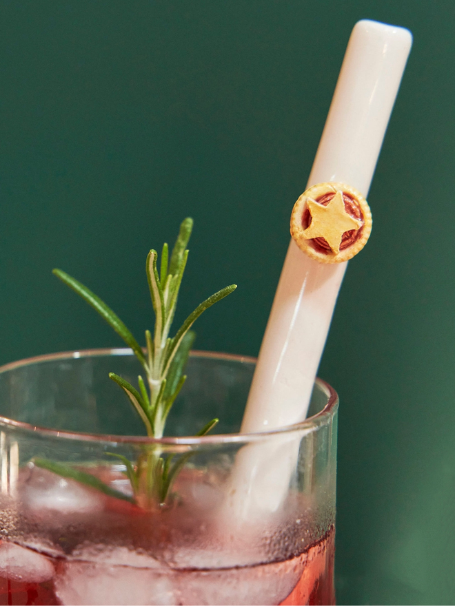 Mince Pie Ceramic Christmas straw