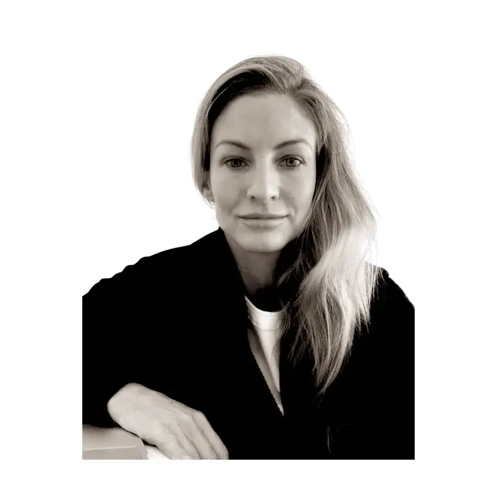 kandice facing the camera, in black and white