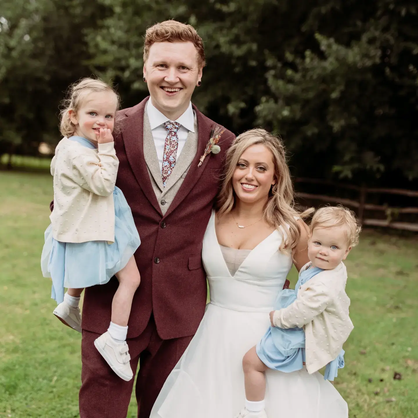 Family photo on their wedding day 