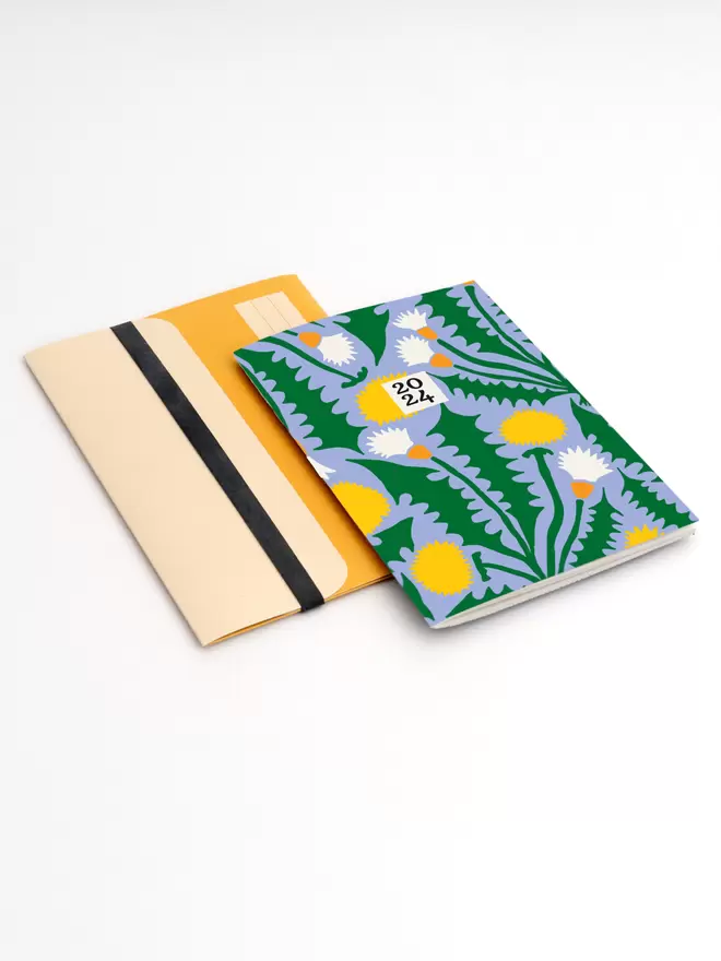 2024 A5 Diary with Dandelion Design and Yellow Folder