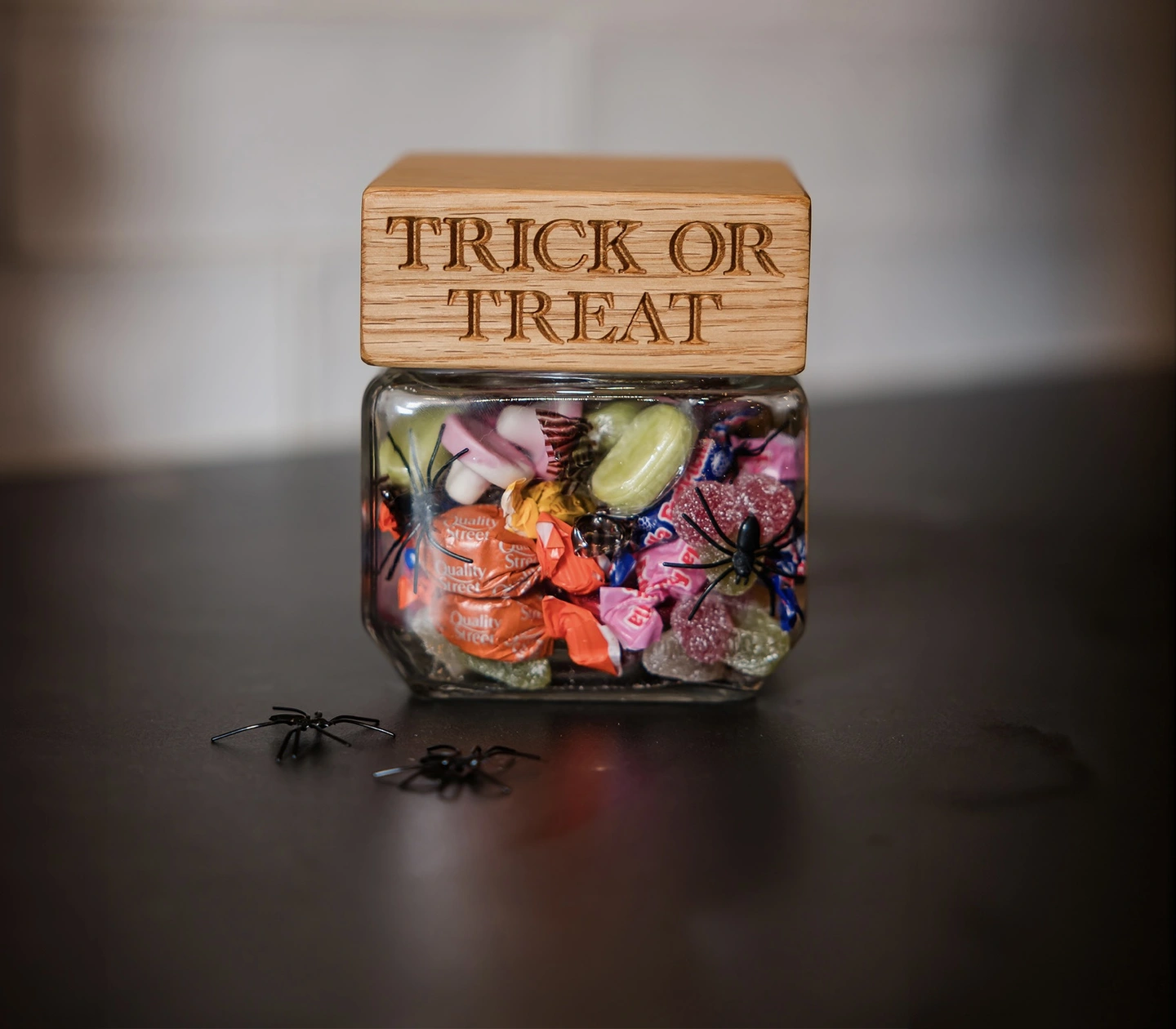 Trick or treat Halloween oak jar