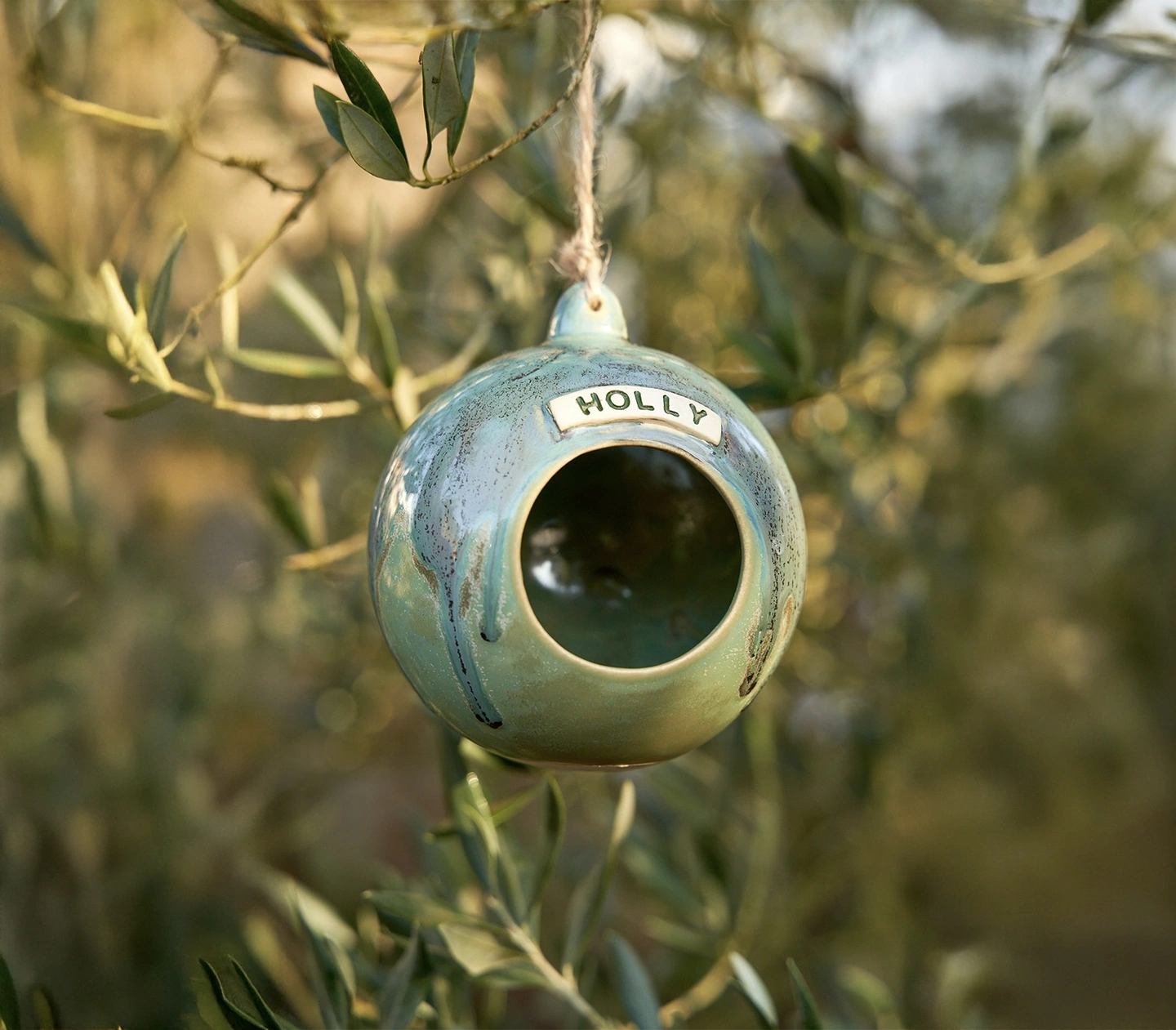 Ceramic personalised bird feeder