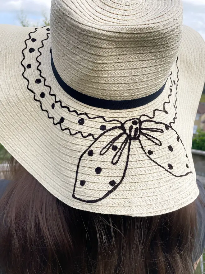 Polka Dot Bandana Scarf Embroidered Sun Hat