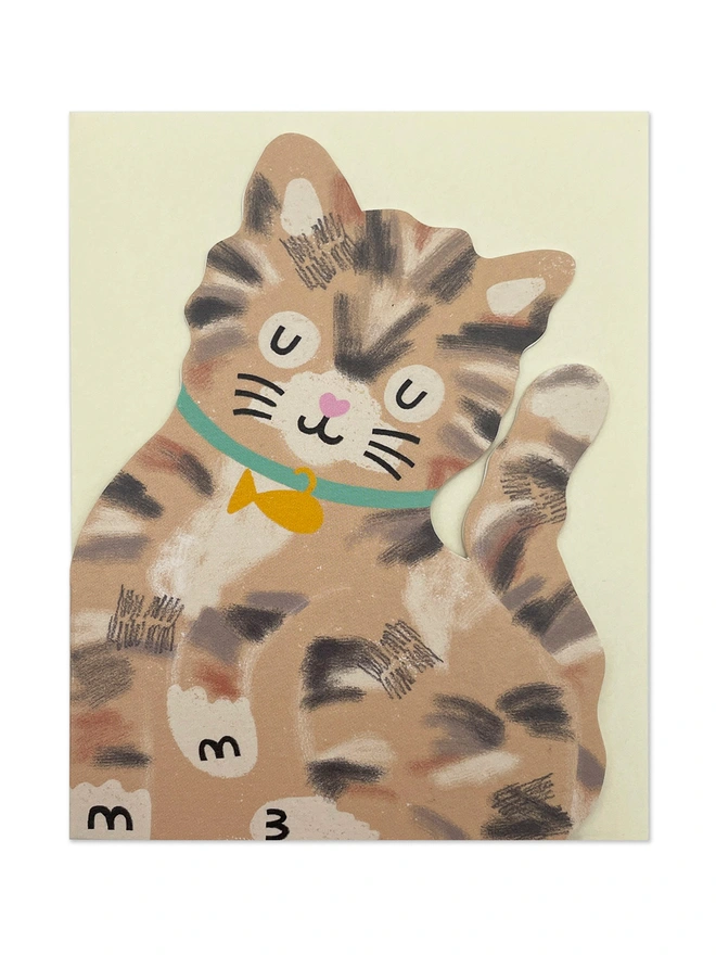 Cute Tabby Kitten Mini Greeting Card For Cat Lovers | Raspberry Blossom