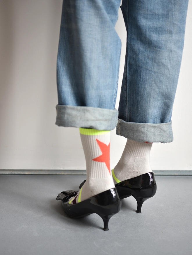 off white sport socks back view