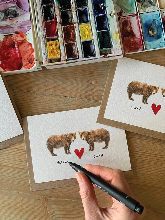Hand personalised Bear Valentine's Day Card