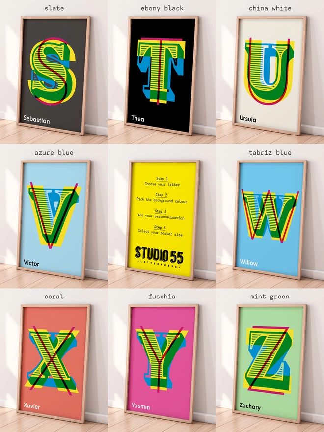 Kids Art Print | Personalised Monogram | Full Alphabet Set | Giclée Print