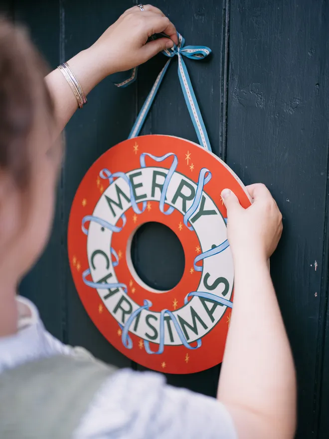 Merry Christmas wooden wreath