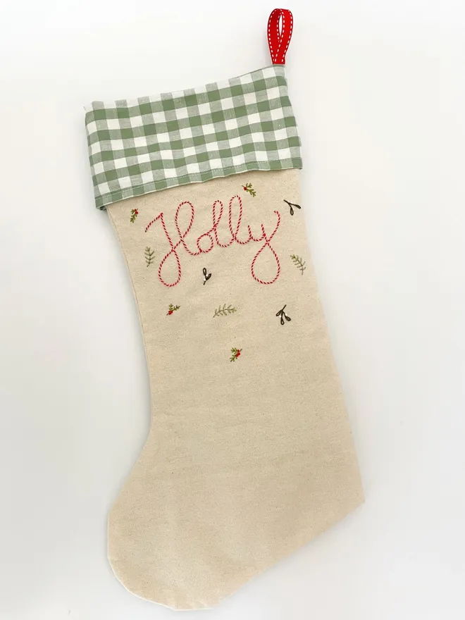 Hand Embroidered Christmas Stocking