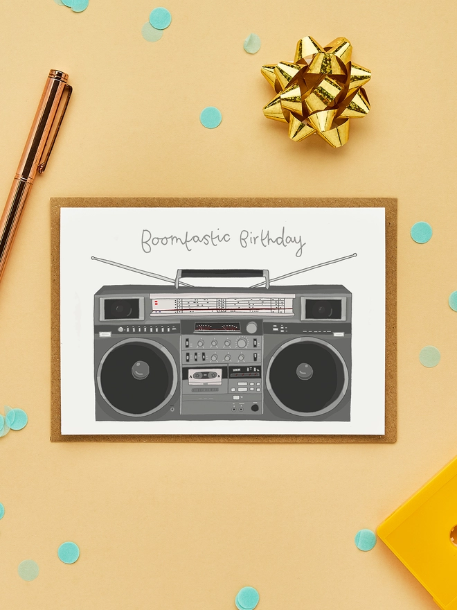 Funny Birthday Card Featuring a Boombox