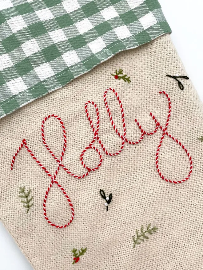 Hand Embroidered Christmas Stocking