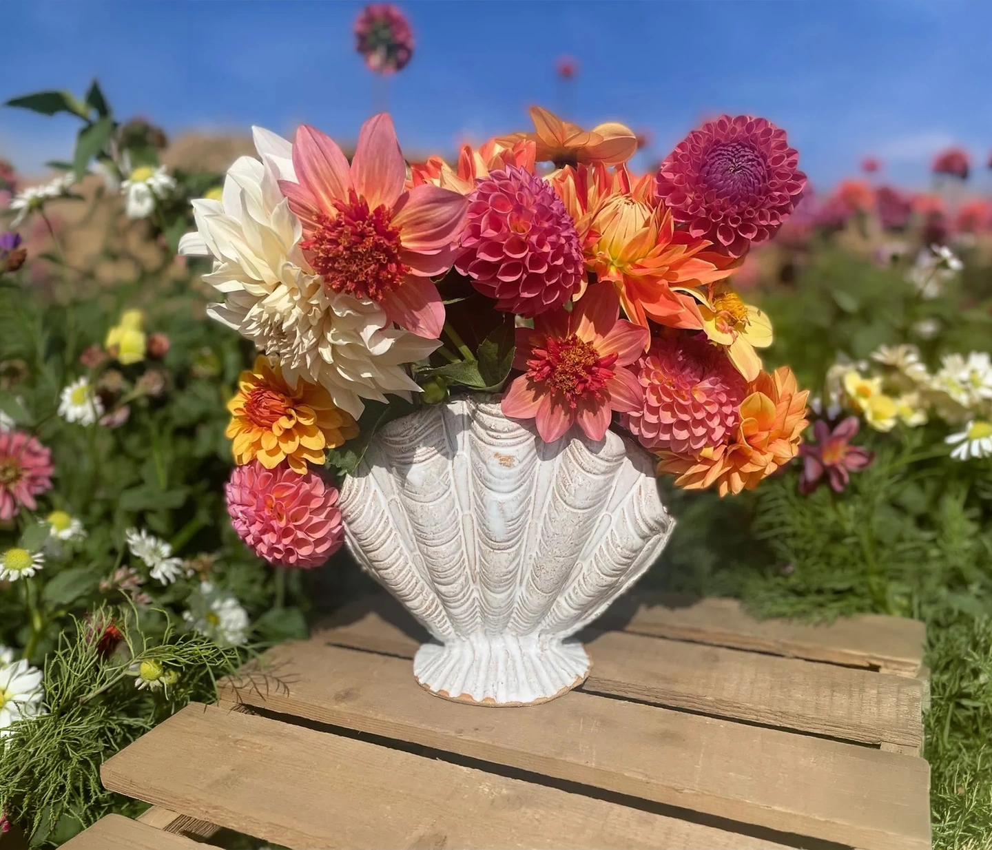 Shell ceramic flower vase