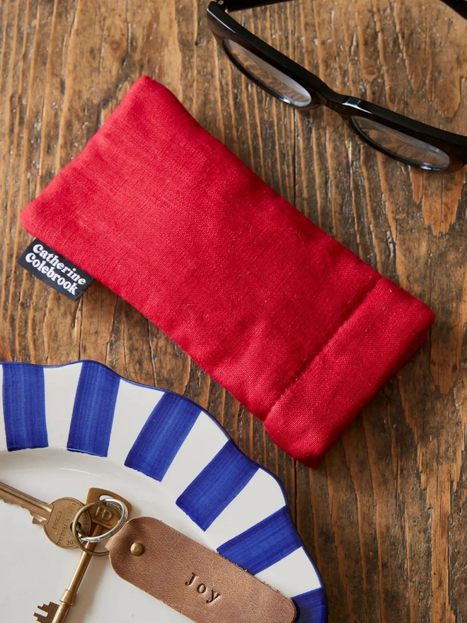 Red glasses case