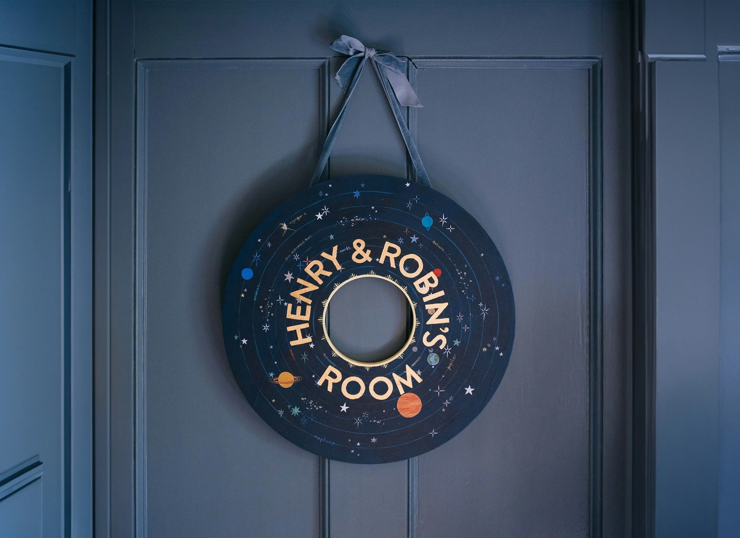 Henry's room hand painted wooden wreath