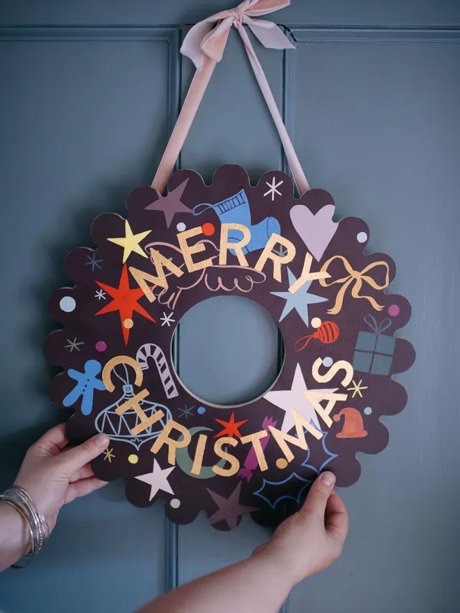 Merry Christmas purple wreath