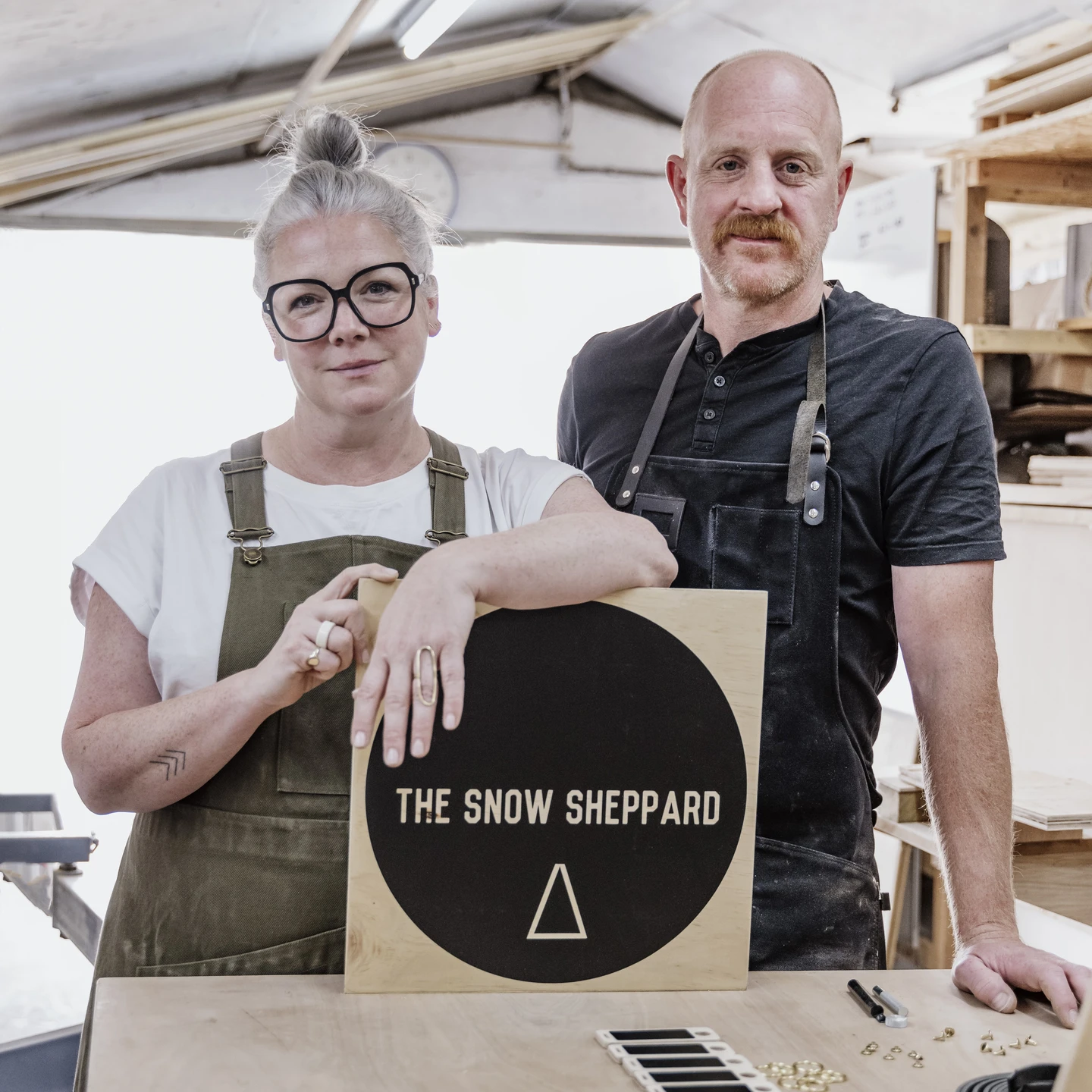 The Snow Sheppards in their workshop