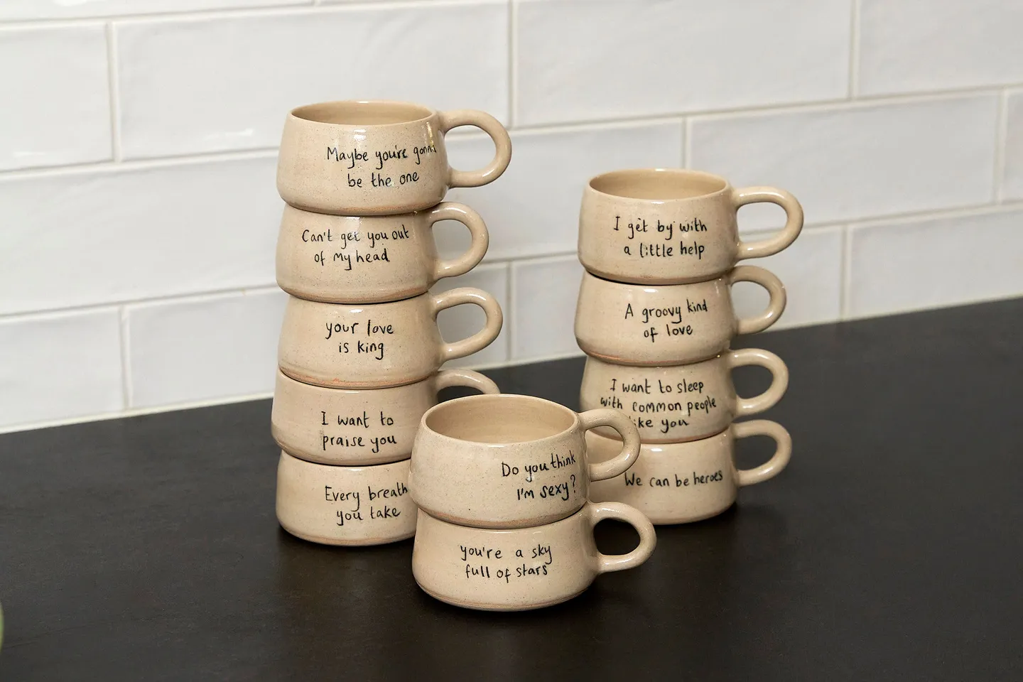 Song lyric ceramic mugs