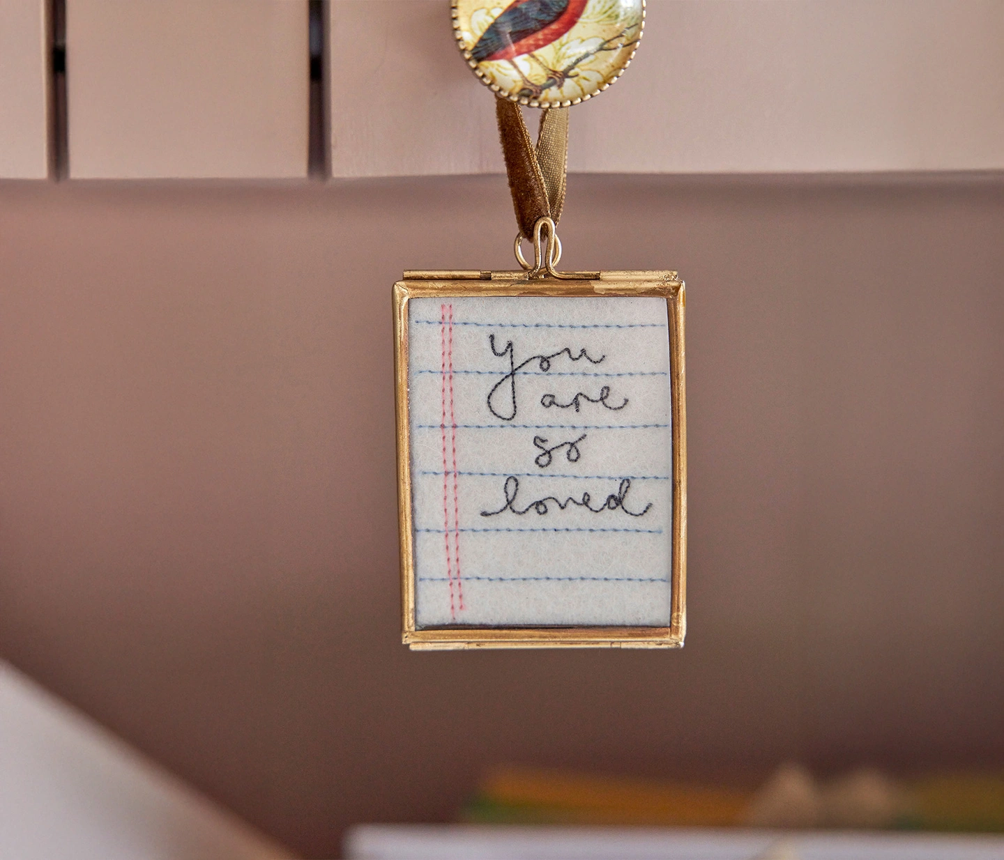You are so loved personalised felt embroidered hanging frame