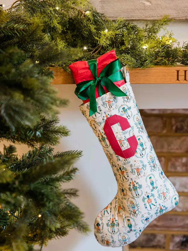 Nutcracker quilted Christmas stocking