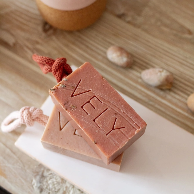 Pink clay soap bar