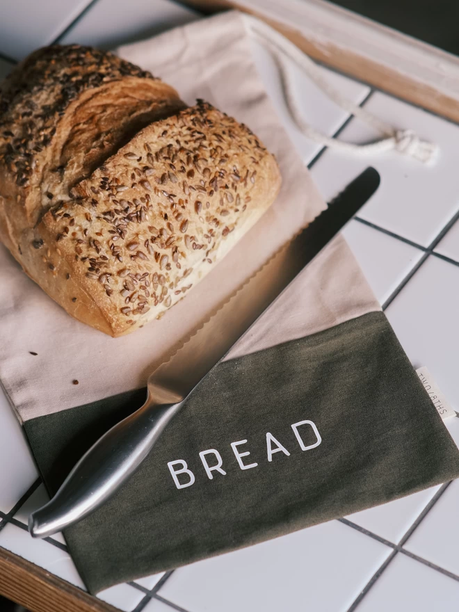Linen drawstring Bread Bag
