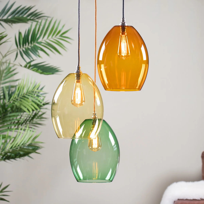 Coloured hand blown glass lighting