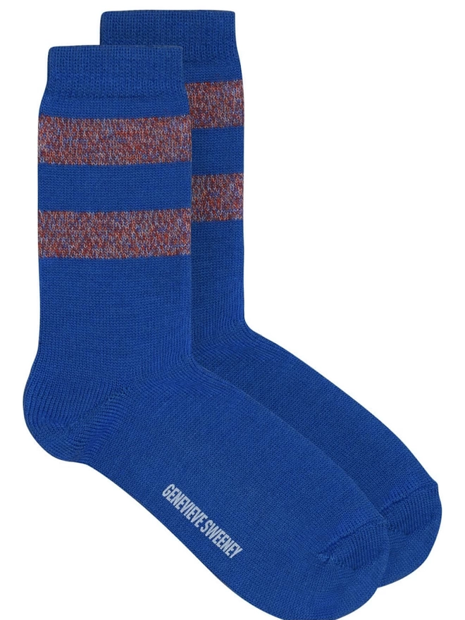 Samar Merino Wool Stripe Sock Bright Blue
