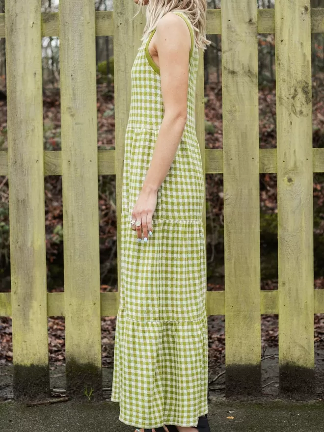 Green Gingham Midi Dress