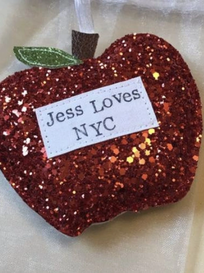 Hanging Glitter Apple Personalised Teacher Gift