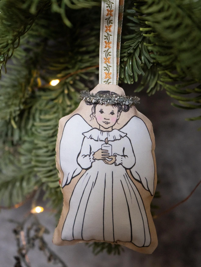 sweet illustrated little angel Christmas tree plush hanging Christmas tree decoration