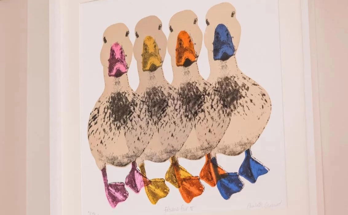 Animal art ducks in a row print