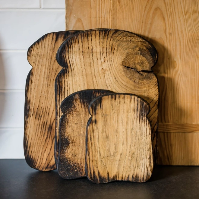 Toast shaped wooden chopping board