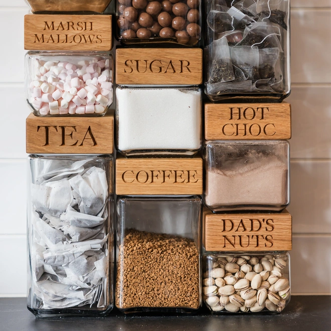 Oak and rope storage jars