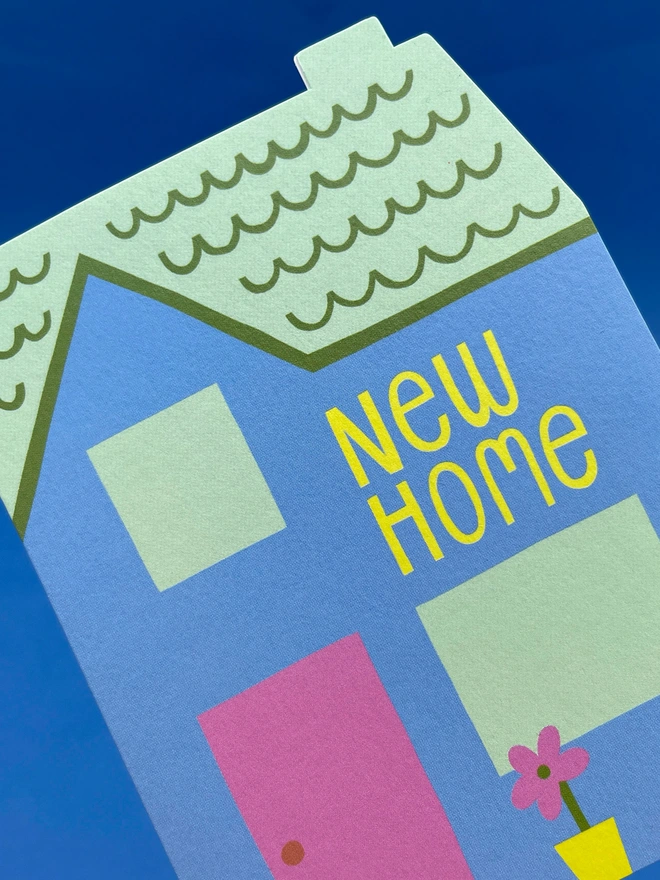 Cute House Shaped Mini ’New Home’ Greeting Card Detail | Raspberry Blossom