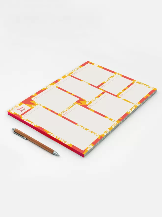 Floral A4 Week Planner Pad in Red and Yellow