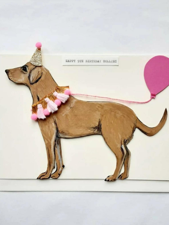 personalised dog 9th birthday card with Labrador