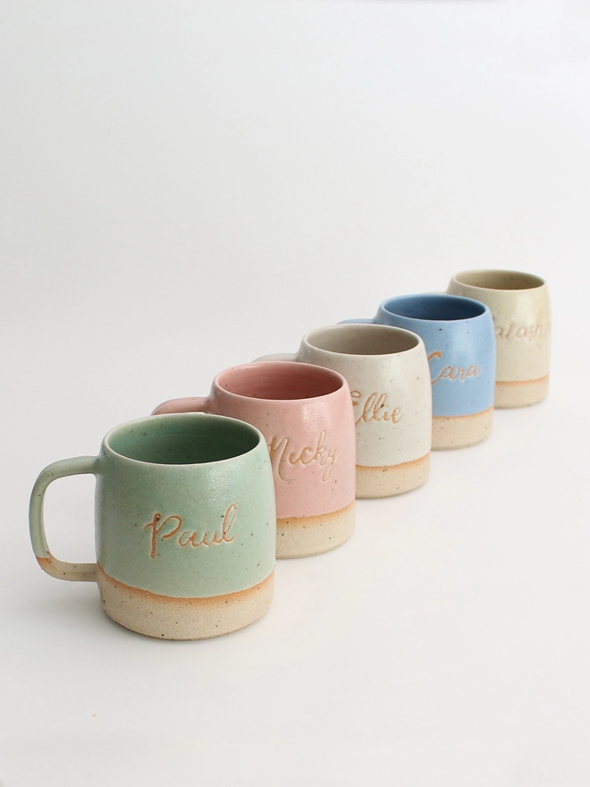 Personalised pastel stoneware mug