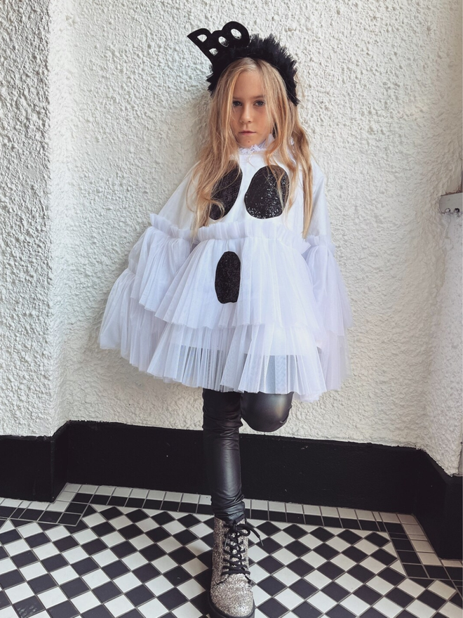 Kids White Ghost Tie Back Halloween Cape