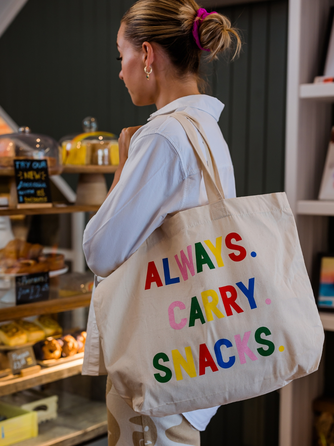 Always carry snacks tote bag